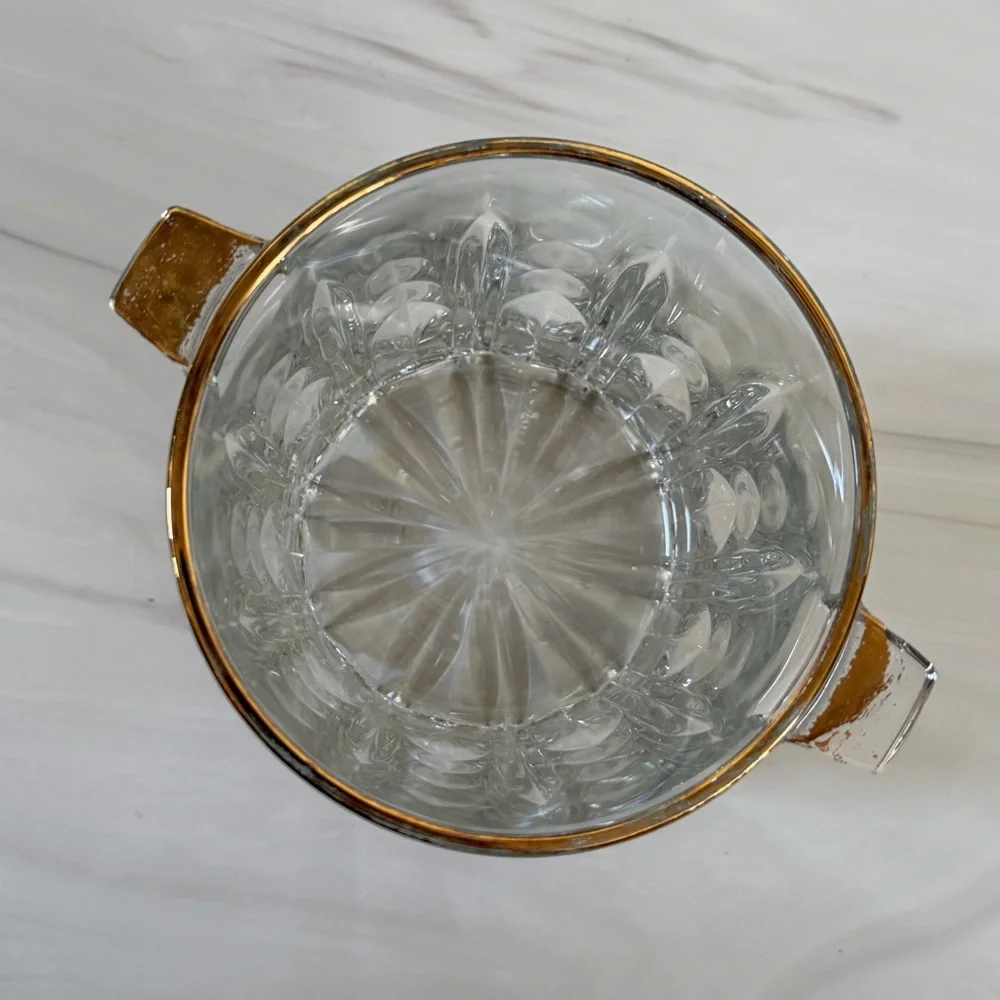 MCM gold-rimmed vintage small crystal ice bucket
